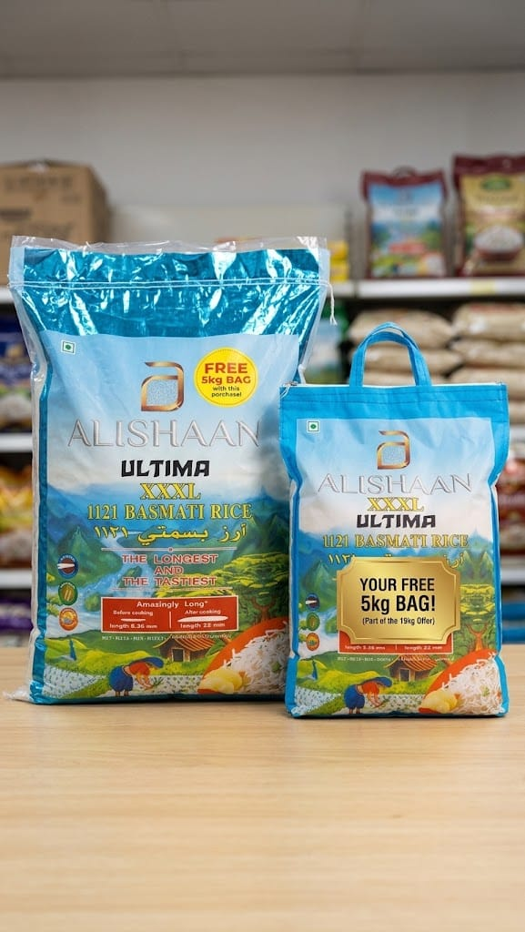Alishaan XXXL 1121 Basmati Rice 19kgs+5kgs FREE